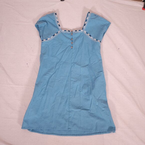 Faherty Jetty Shift Dress 100% Organic Cotton Embroidered Delphinium Medium Boho - Picture 8 of 13